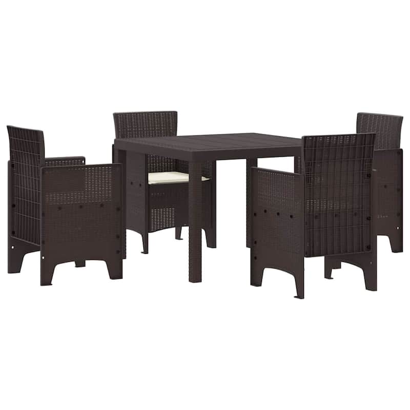 vidaXL Garden Dining Set 3/5 pcs Anthracite/Brown Polt rattan - 100 x 100 x 73 cm