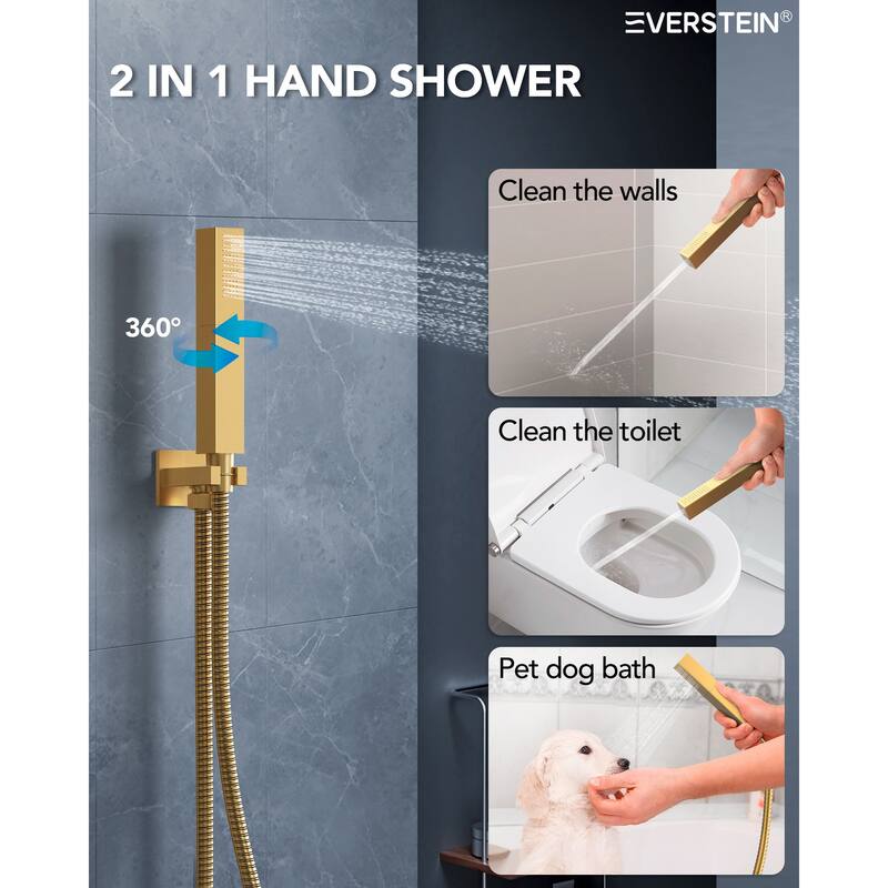 Shower Faucet System 28"*16" Ceiling Mount Shower Head with 4 Spray Mode Body Jets Handheld Spray LUXURY LED