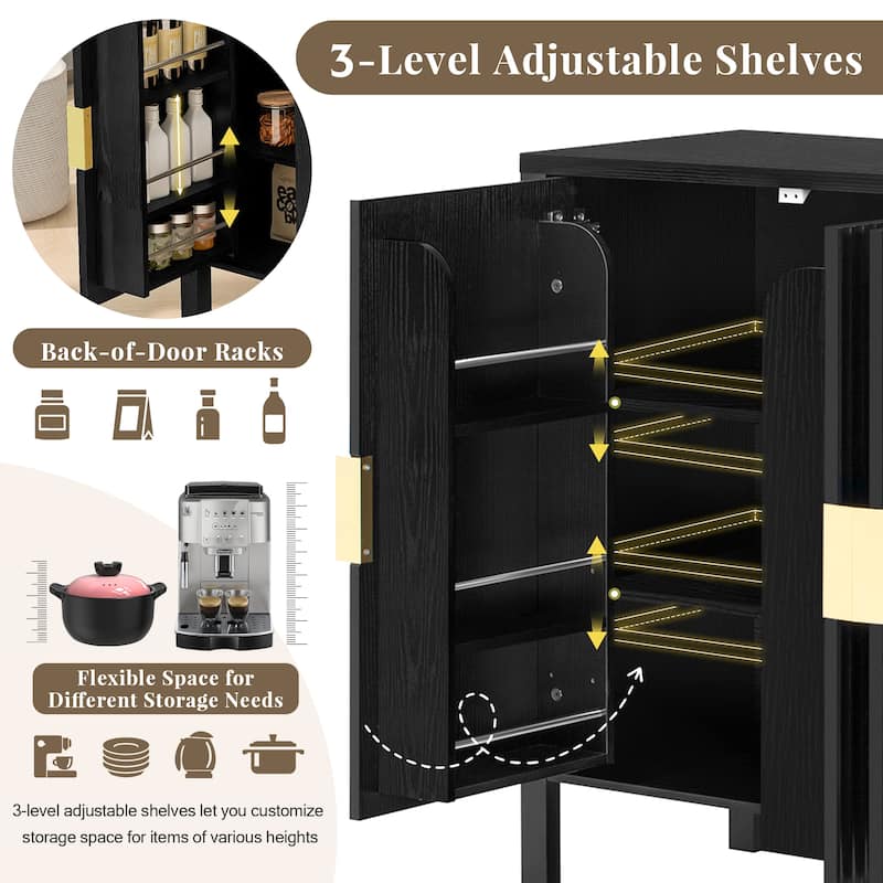 Modern 57.5" Stripe Door Storage Cabinet