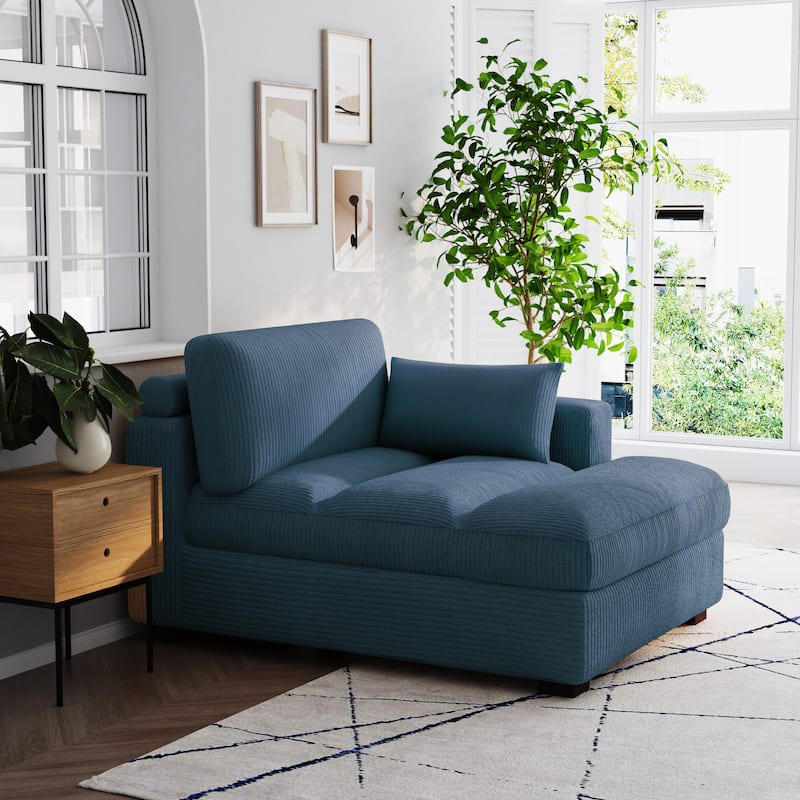 Oversize Corduroy Chaise Lounge Modular Sectional Sofa with Pillow