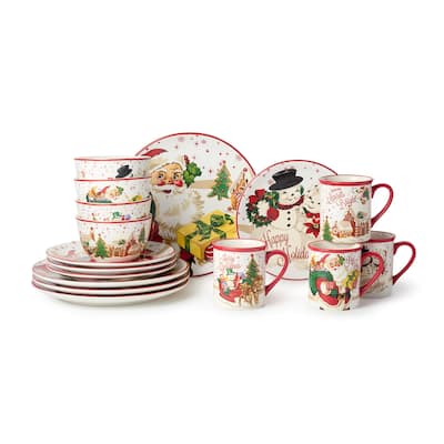 Certified International Santa's Retro Christmas 16pc Dinnerware Set, Service for 4