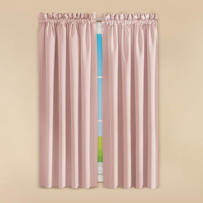 Madison Room-Darkening Solid Color Curtains - Blush - 54" x 63" - 63 Inches