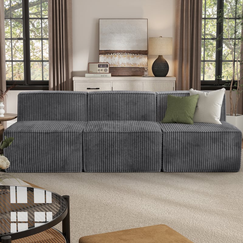 Furniture of America Navir Modern 3-Piece Chenille Foam Modular Sofa