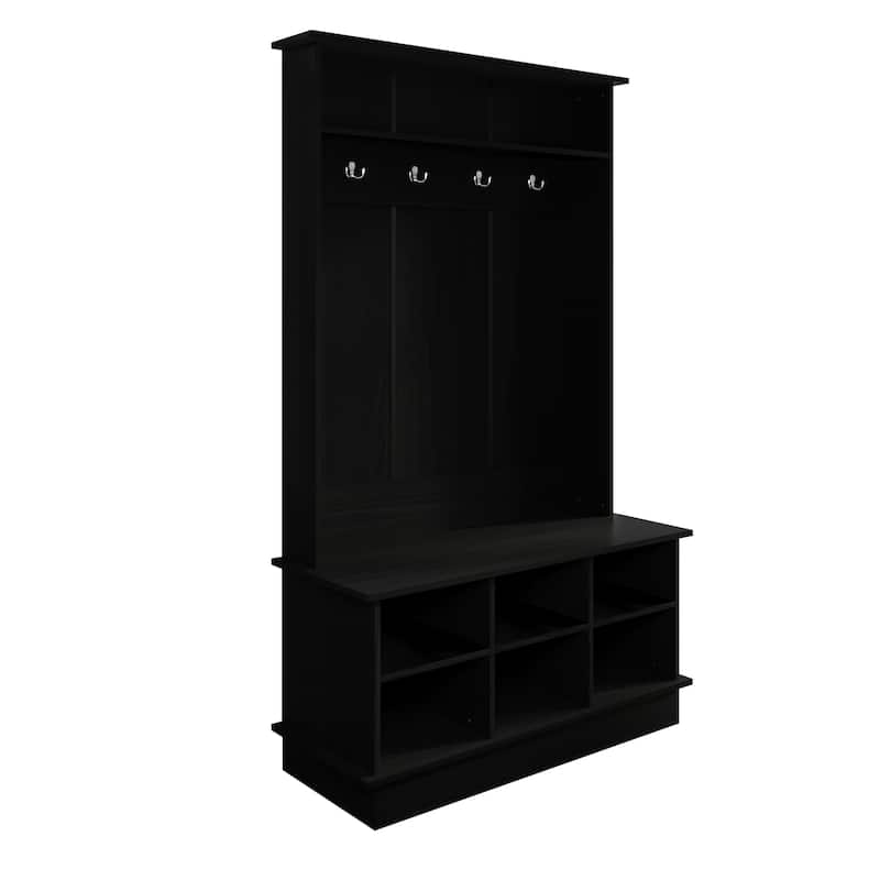 CraftPorch Modern and Contemporary Hall Tree with Storage - Black