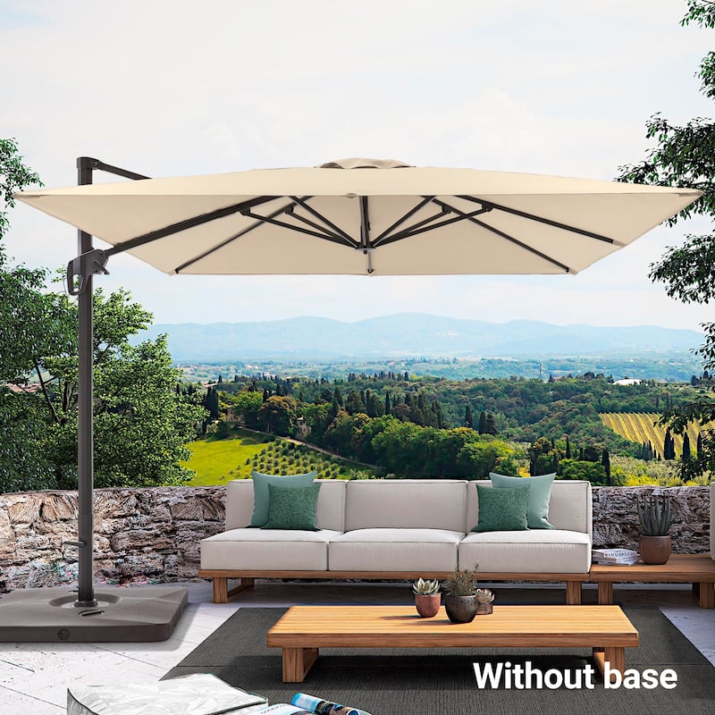 LIVOOSUN 10x10ft Cantilever Patio Offset Hanging Umbrellas - Beige