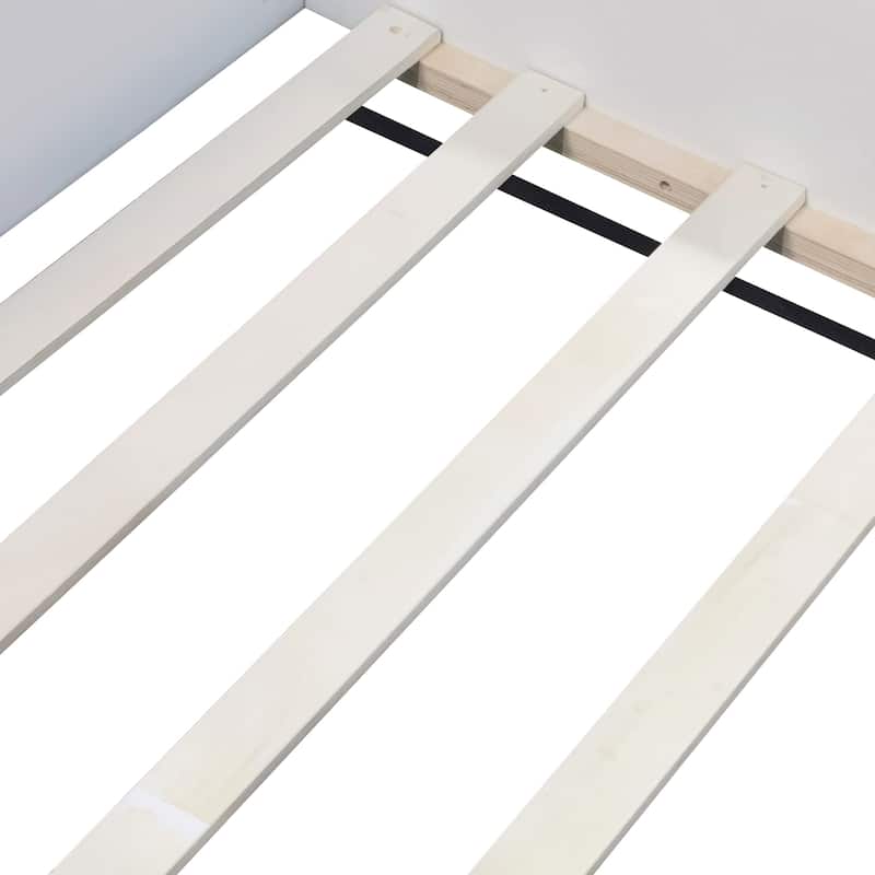 Upholstered Daybed Frame with Fence and Stairs
