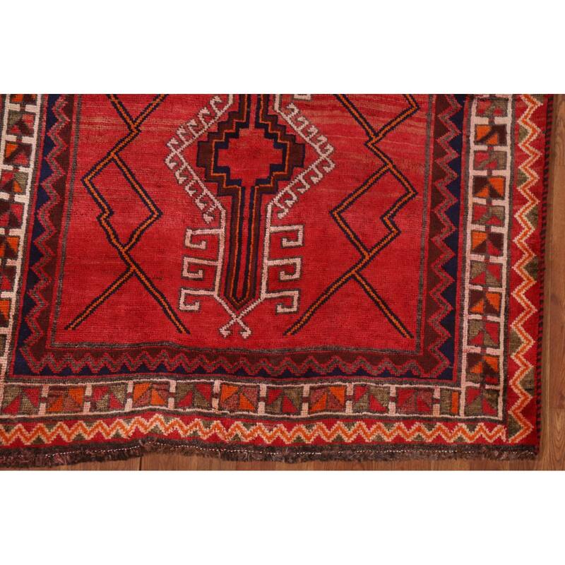 Hand Knotted Oriental 100% Wool Carpet Traditional Geometric Red Lori Area Rug - 8' 4'' X 4' 3''