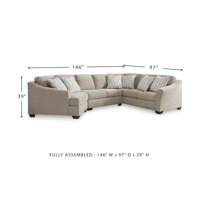 Signature Design by Ashley Brogan Bay Beige 3-Piece Sectional with Cuddler