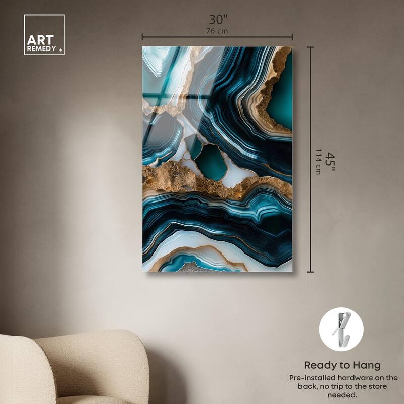 Teal Tectonic II Acrylic by Art Remedy, Ready to Hang