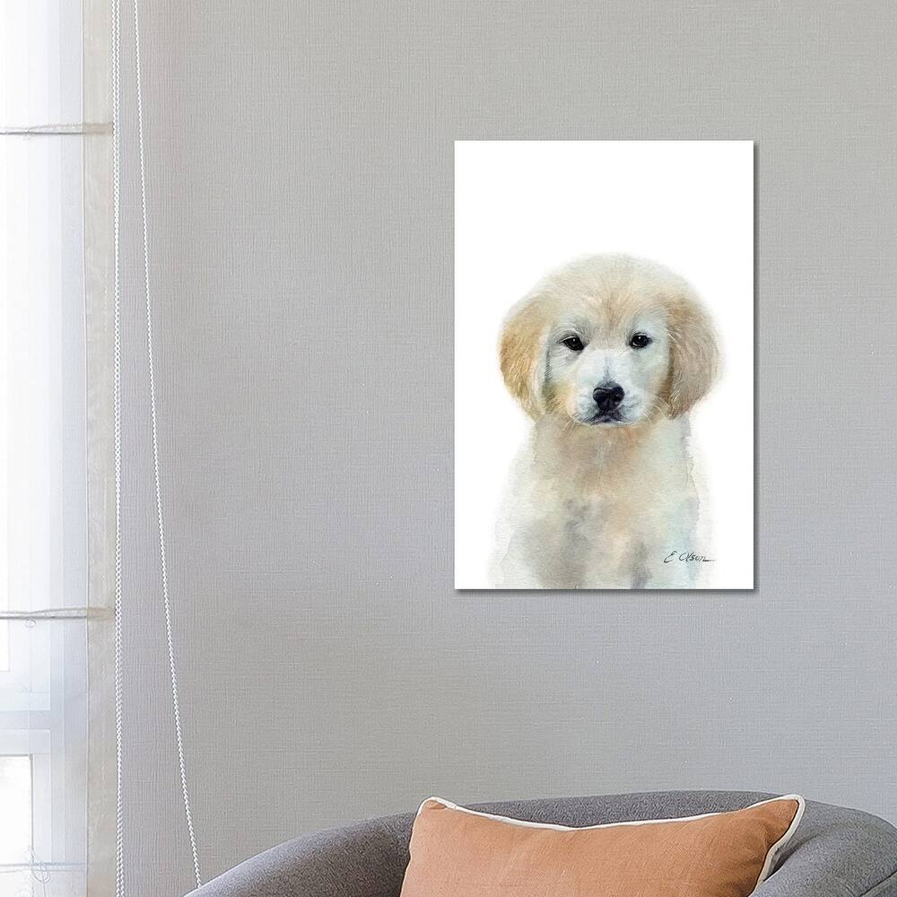 iCanvas "White Golden Retriever Puppy" by Watercolor Luv Canvas Print