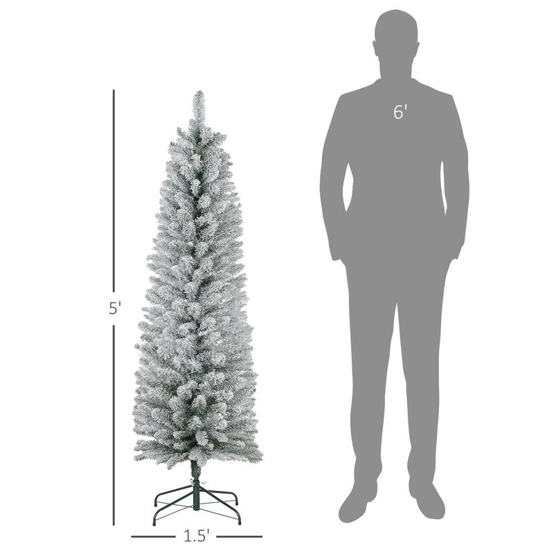 Slim 5ft Snow Flocked Artificial Christmas Tree with Realistic Snow Tips