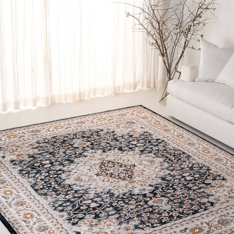 SAFAVIEH Lauren Ralph Lauren Kitza Transitional Rug - 6'7" Square - Ivory/Navy