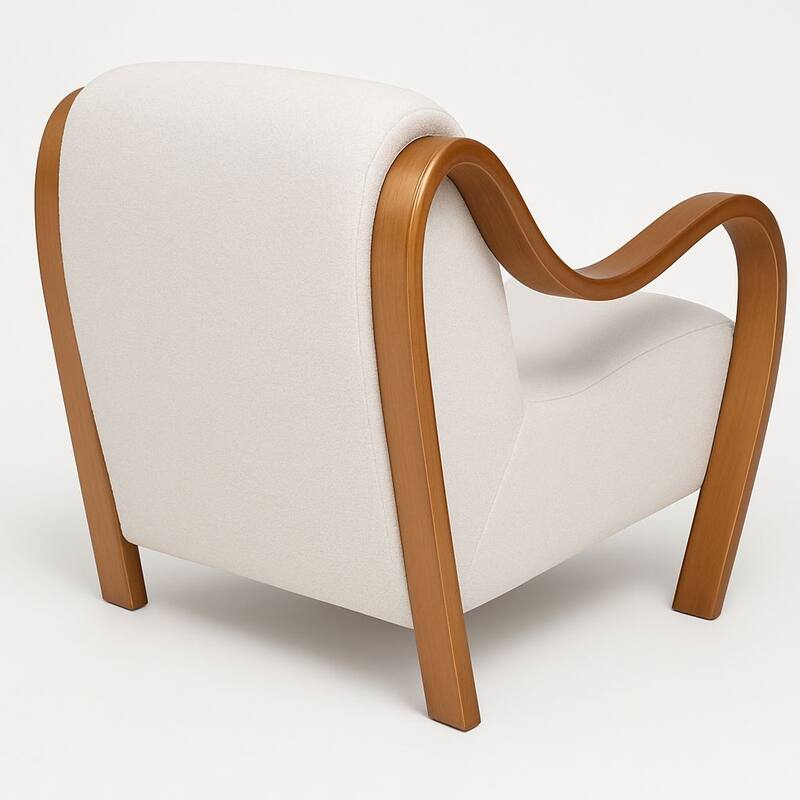 Curva Luxe Accent Chair Boucle Mid Century Modern Plush Seating Design