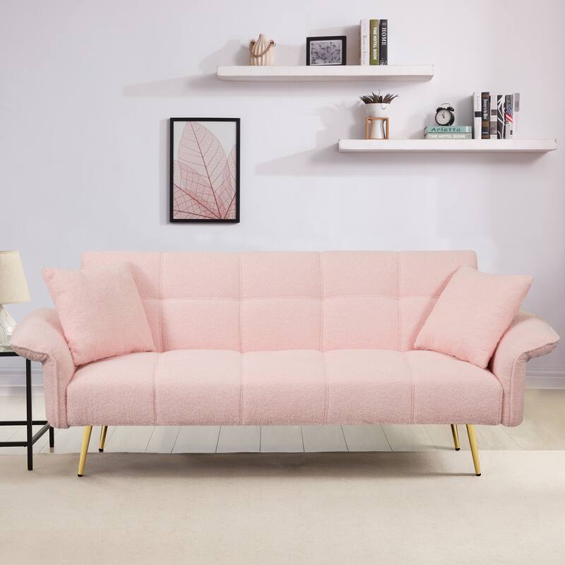 Teddy Velvet Convertible Sofa Bed with Adjustable Arms for Cozy Spaces