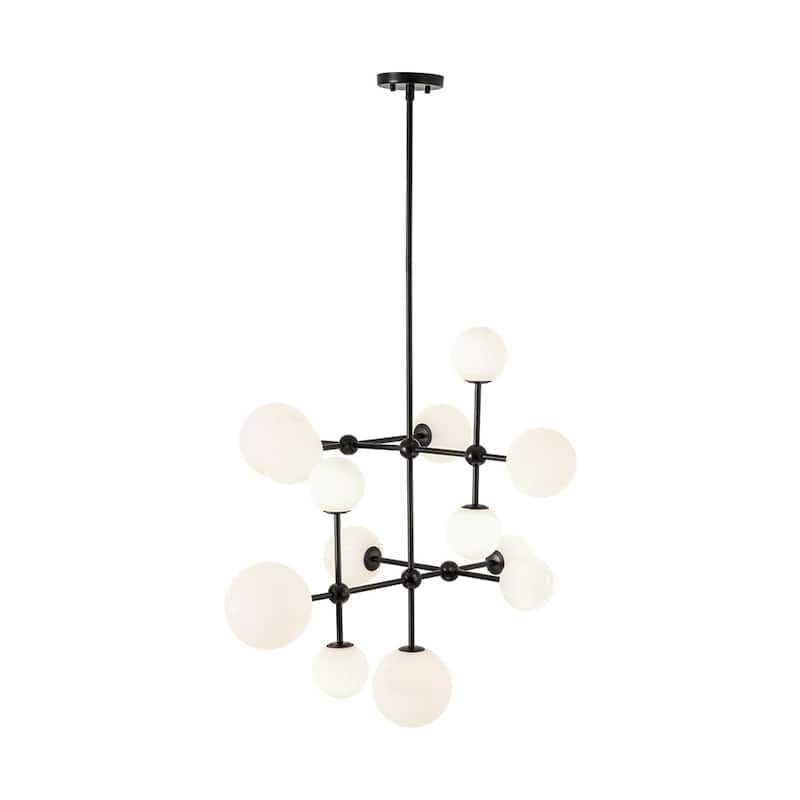 Grand Tiered Frosted Glass Bubble Sputnik Dimmable Entry Chandelier
