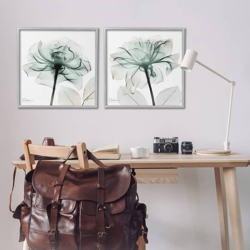 Stupell Serene Emerald Rose Framed Giclee Art Design By Albert Koetsier (Set of 2)