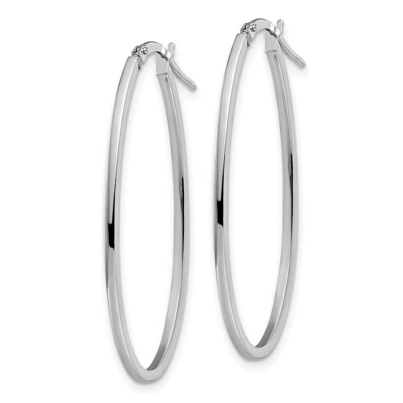 Curata 14k White Gold 40x1.5mm Polished Hinged Oval Hoop Earrings