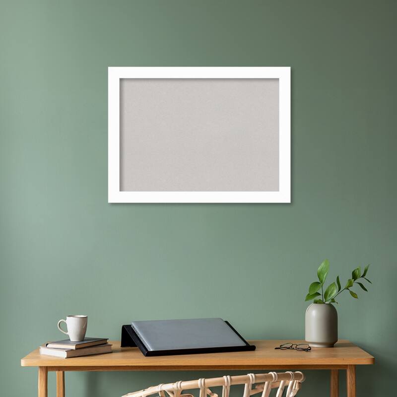 Basic Narrow Wood Framed Grey Corkboard Bulletin Board