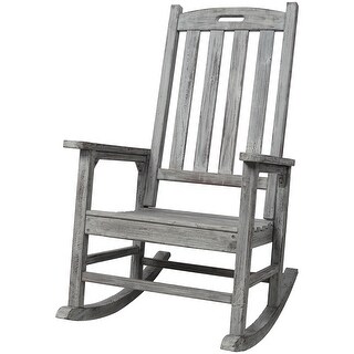 Wooden Porch Rocker Chair Wide Seat and Tall Backrest,High Back Smooth Rocking Chairs for Outdoor & Indoor,Light