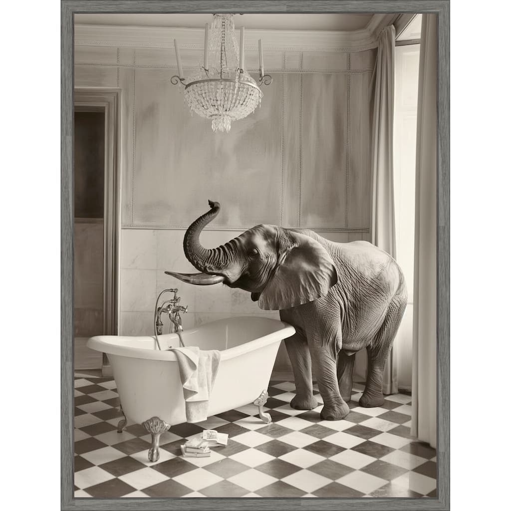 Luxury Lady Elephant by Niky Rahner Framed Canvas Wall Art