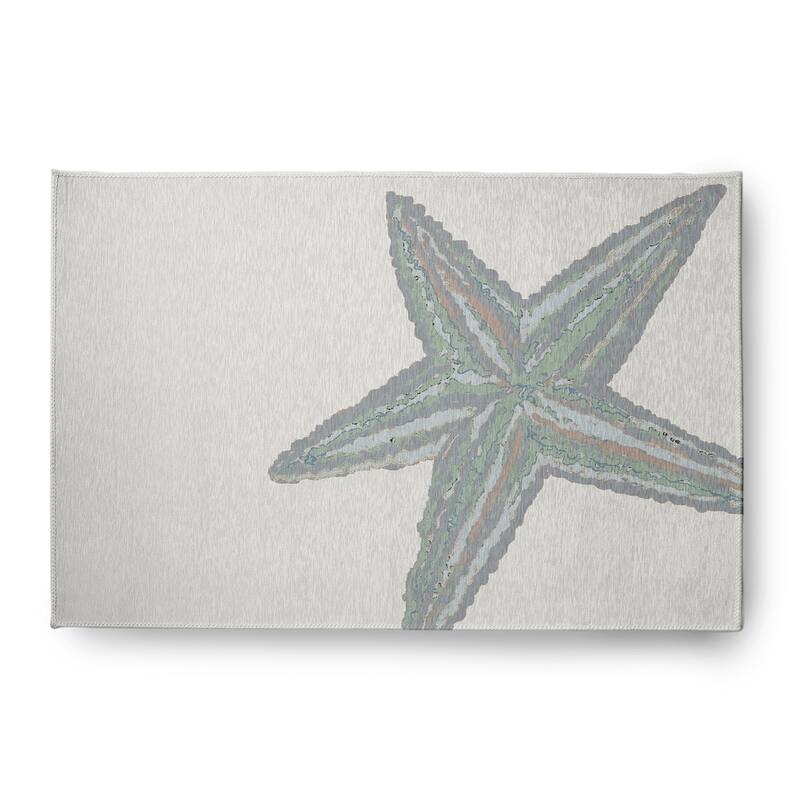 Large Starfish Nautical Indoor/Outdoor Rug - Pretty Grey - 4' x 6'