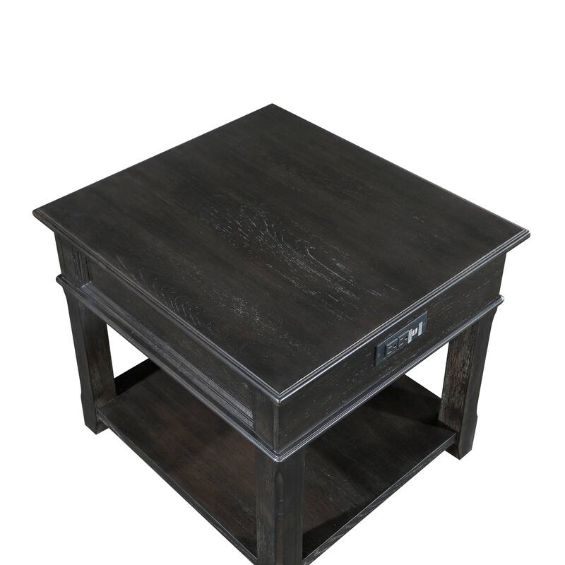Contemporary End Table with Drawer and Shelf Dark Cherry Finish Wooden Furniture 1pc