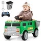 preview thumbnail 1 of 8, Gymax Ride on Garbage Truck w/ Remote Control Trash Bin Shovel Lights Green - Assembly Required - Kids