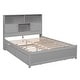 preview thumbnail 11 of 22, Full Size Platform Bed with Storage Headboard, Charging Station and 4-Drawers, Grey