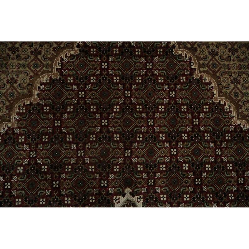 Hand Knotted Oriental 100% Wool Carpet Traditional Floral Red Tabriz-Mahi Area Rug - 9' 2'' X 5' 9''