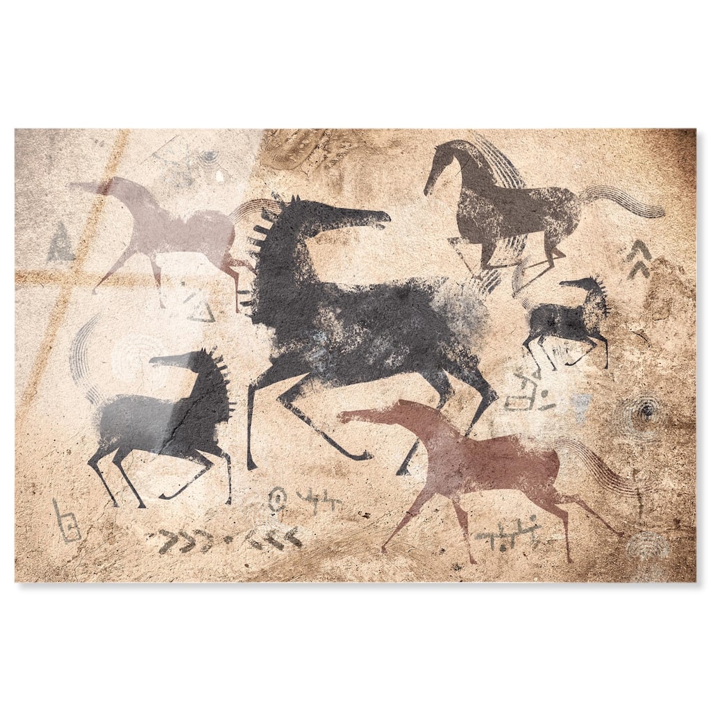 Cave Drawing Horses Acrylic by Art Remedy, Ready to Hang
