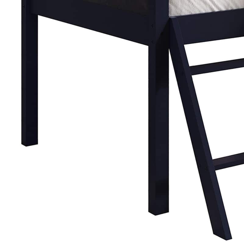 CraftPorch Classic Twin Low Loft Bed with Chalkboard, Slide and Ladder