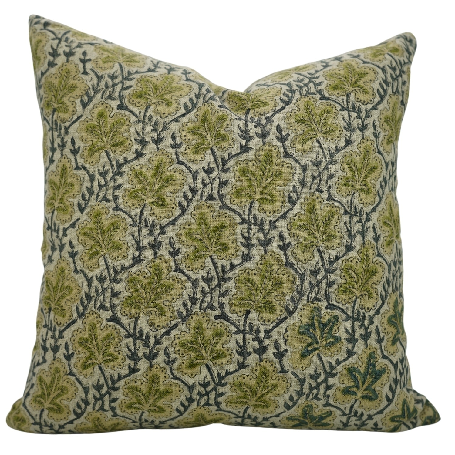 Fabdivine Rustic Accent Pillow Cover Handmade Block Print Thick Linen, Pushpsamita