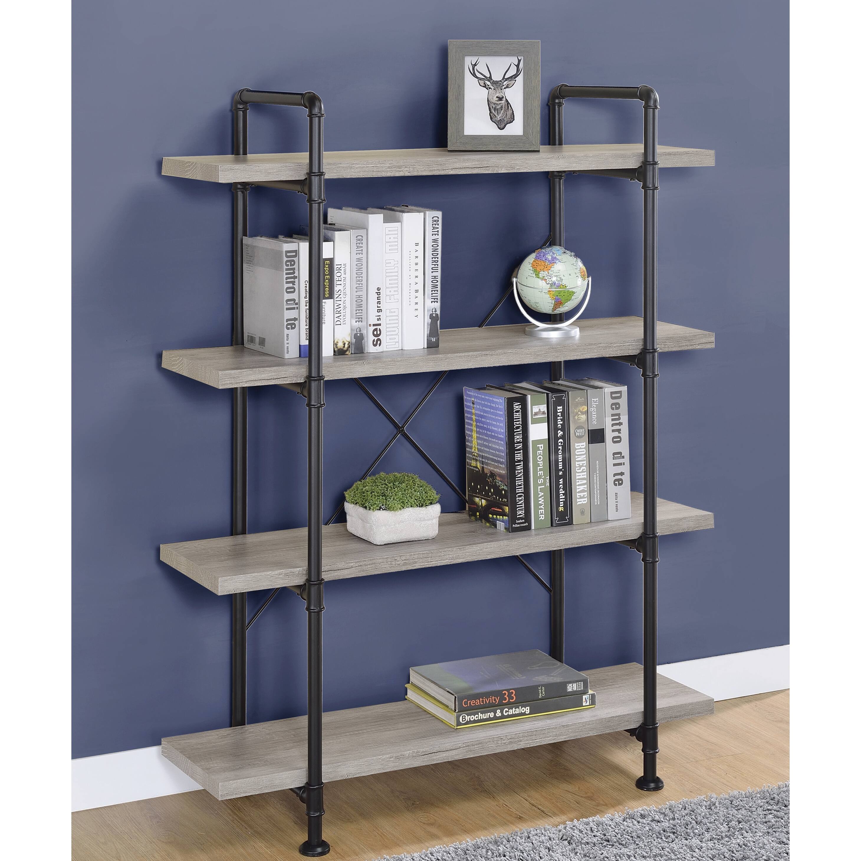 Rustic Pipe Design Frame Home Office Desk and Four Tier Bookcase Collection Bed Bath & Beyond