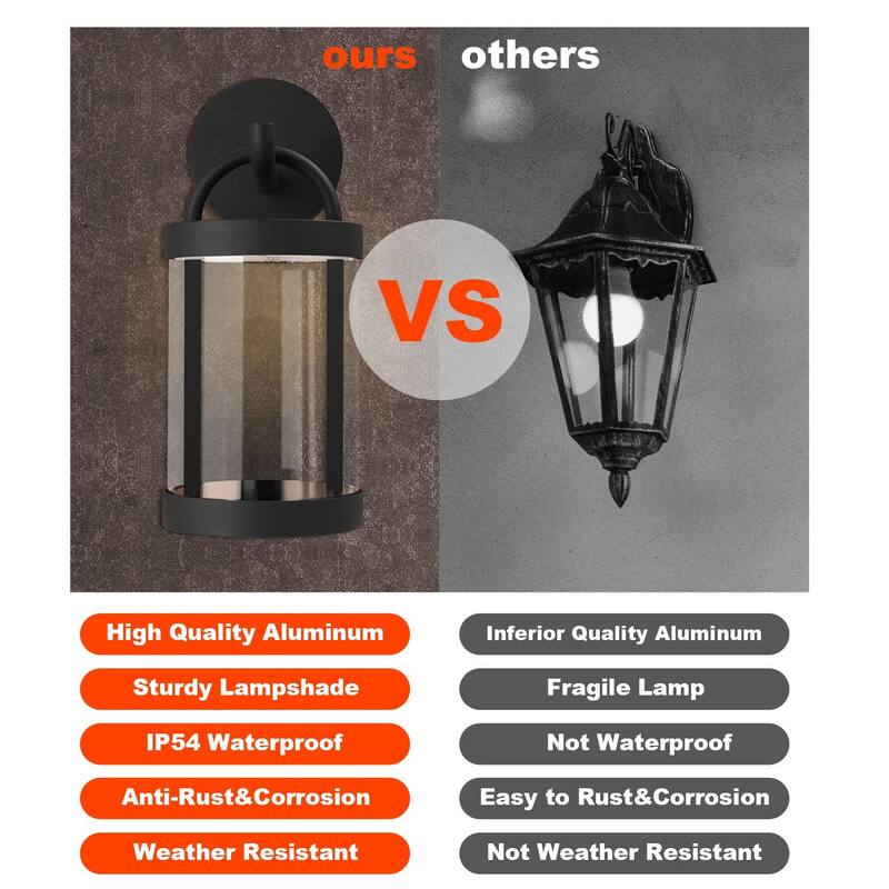 Lights Outdoor Wall Sconce Lantern Exterior IP65 Waterproof LED Wall Light Classic Wall Lamp Round Lighting