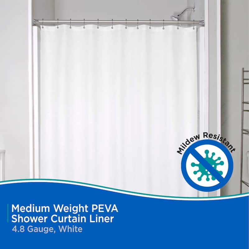 Kenney Medium Weight PEVA Shower Curtain Liner, 70" W x 72" H, 2-Pack