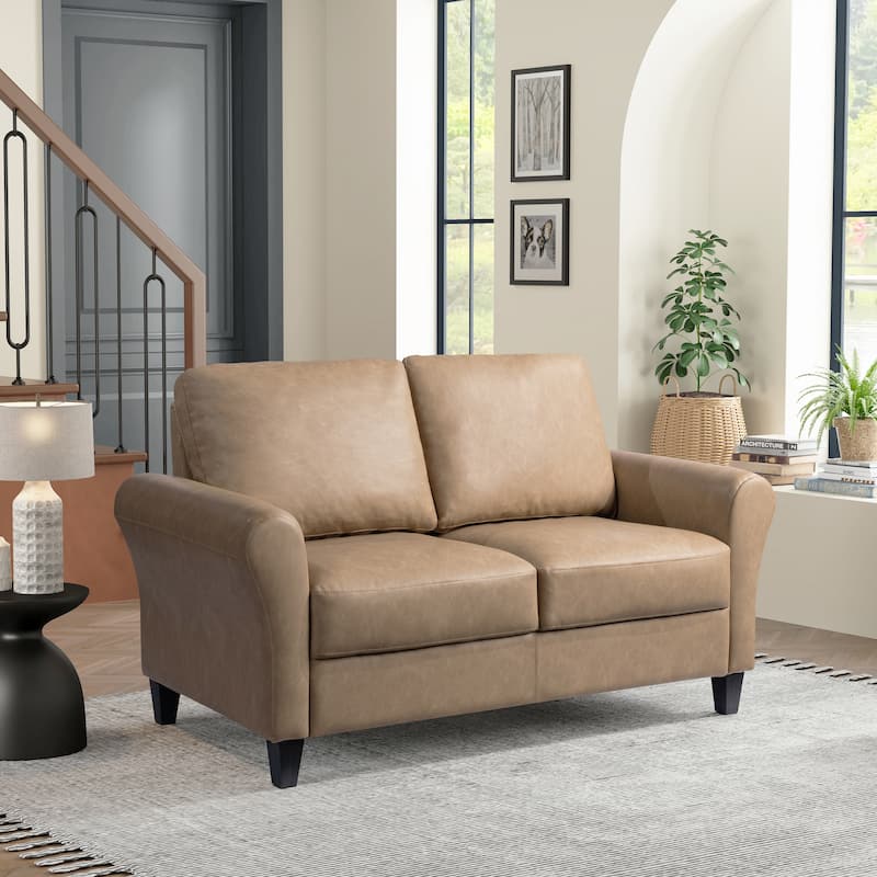 iLounge Waverly Microfiber Loveseat - Light Brown