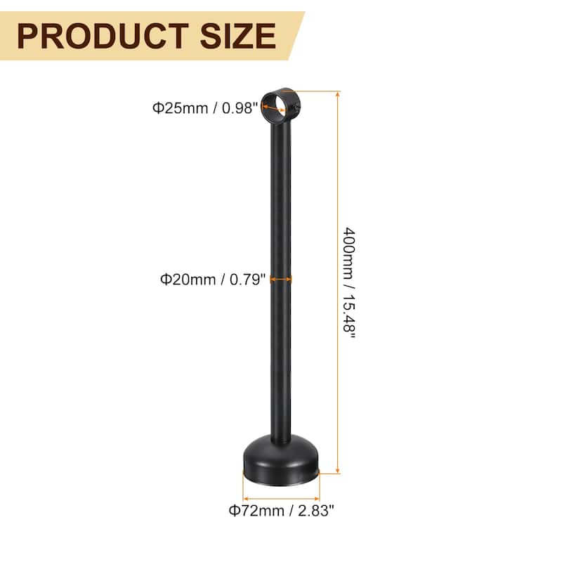 2 Set Ceiling Mount Curtain Rod Bracket, Stainless Steel Rod Holders - Black - Fit 0.98" - 15.75"L