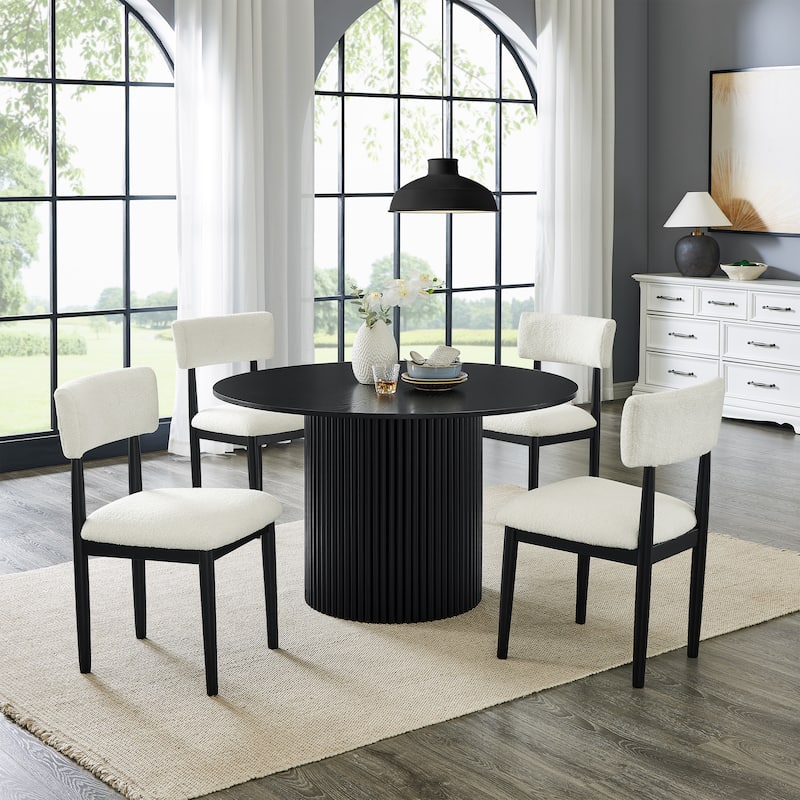 Roundhill Furniture Henriet 5-Piece Round Dining Set, Black