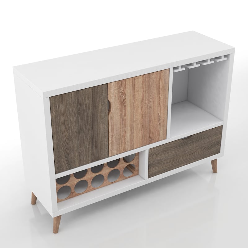 Strick & Bolton Leevi White Mid-century Modern 3-shelf Buffet