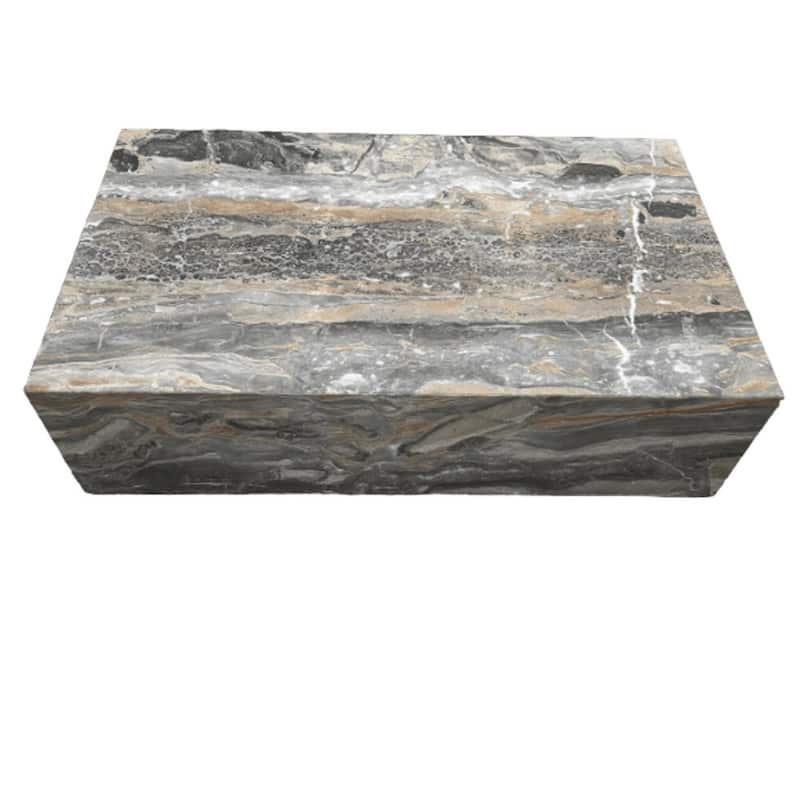 Genuine Marble Block Coffee Table - Grey Galaxy Marble