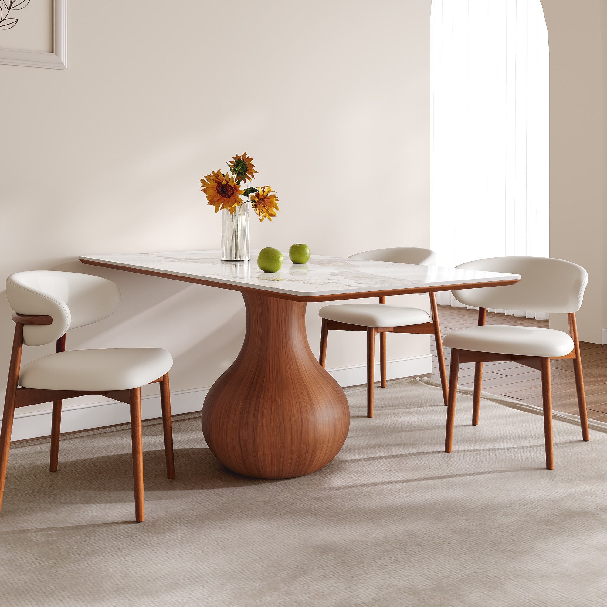 Mid-century Kitchen Table Dining Room Table 63"/71"