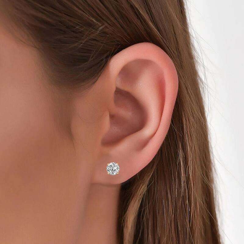 Marquee Lab Grown 2 Carat Total Weight Diamond Solitaire Earrings in 14K Yellow Gold