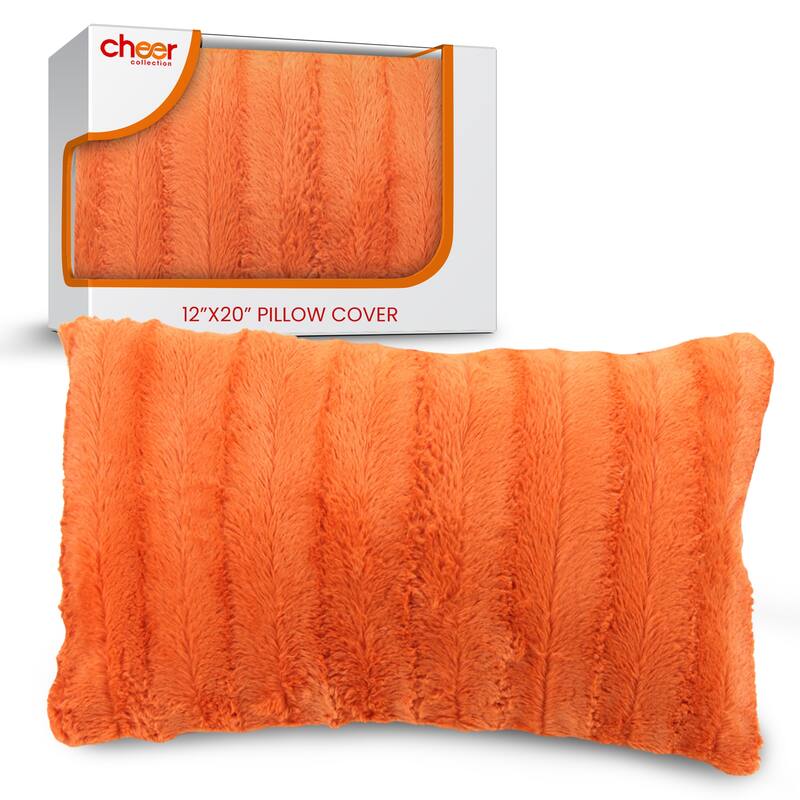 Cheer Collection FauxFur Throw Pillow Cover - 12x20 - Orange