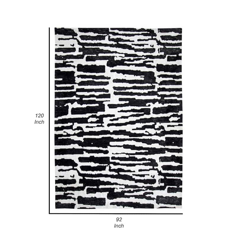 Shaw 8 x 10 Large Area Rug, Modern Abstract Design, Black Ivory Polyester - 8 x 10