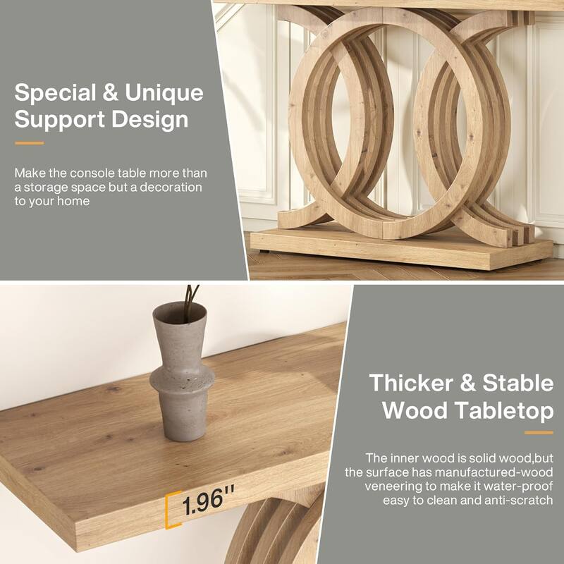 55 inches Console Table Farmhouse Sofa Table, Wooden Entryway Table