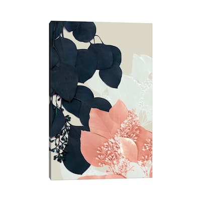 iCanvas "Indigo & Blush Leaves III" by Jennifer Goldberger Canvas Print