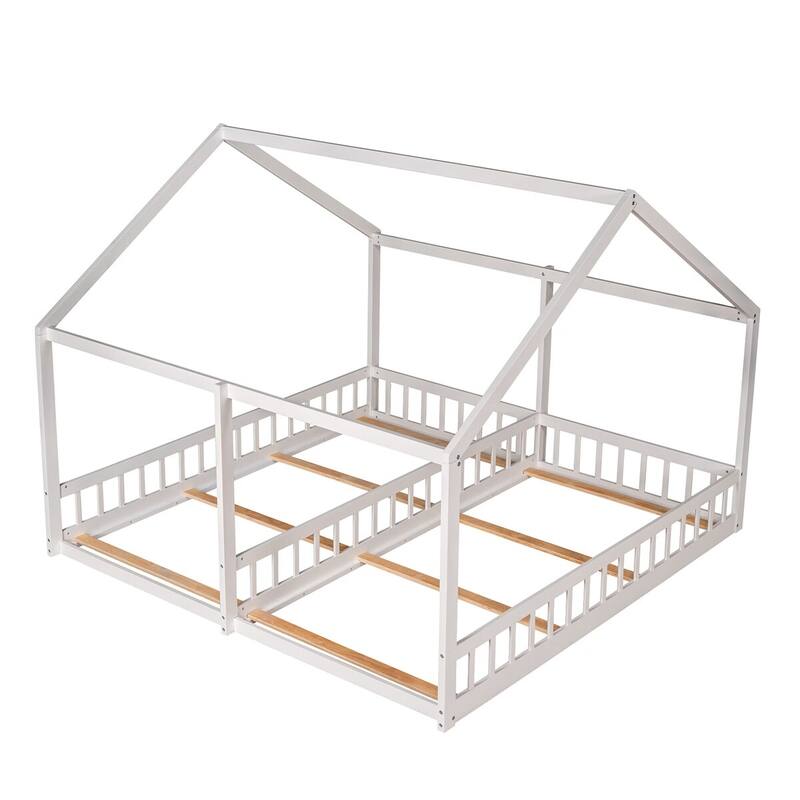 Merax Twin Size House Platform Beds, Two Shared Beds