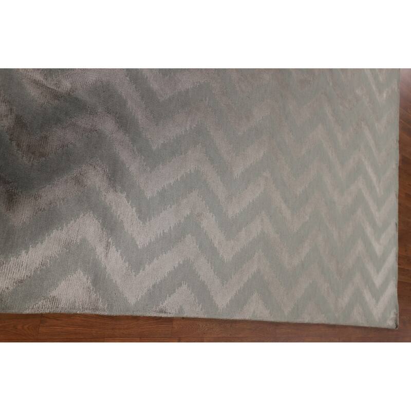 Chevron Style Modern Area Rug Handmade Contemporary Wool Carpet - 8'0"x 9'9"