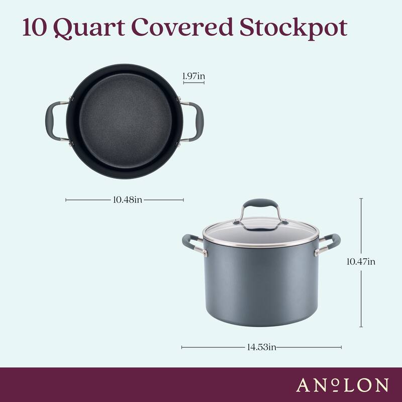 Anolon Advanced Home Hard-Anodized 10-Quart Nonstick Stockpot, Moonstone