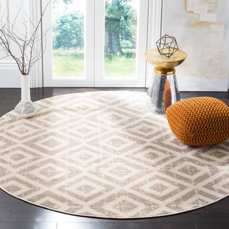 SAFAVIEH Amsterdam Sigunde Modern Rug - 6'7" Round - Ivory/Mauve